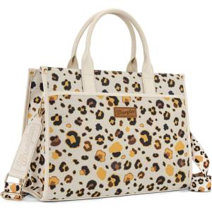 image:imageWrangler Laptop Bag 156 Inch Large Tote Bag Leopard Womens Computer Bags Briefcase Bags for Work with Detachable StrapLeopard Beige