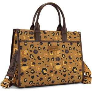 image:imageWrangler Laptop Bag 156 Inch Large Tote Bag Leopard Womens Computer Bags Briefcase Bags for Work with Detachable StrapLeopard Coffee