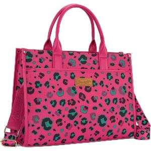 image:imageWrangler Laptop Bag 156 Inch Large Tote Bag Leopard Womens Computer Bags Briefcase Bags for Work with Detachable StrapLeopard Hot Pink