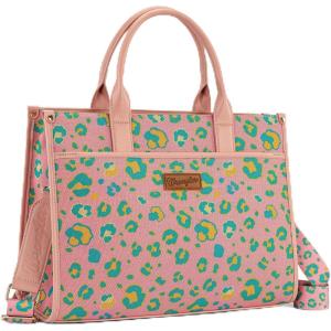image:imageWrangler Laptop Bag 156 Inch Large Tote Bag Leopard Womens Computer Bags Briefcase Bags for Work with Detachable StrapLeopard Pink