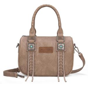 image:imageWrangler Satchel Bag Fringe Crossbody Purse Turquoise Top Handle Shoulder Bag with Detachable StrapKhaki