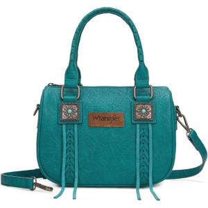 image:imageWrangler Satchel Bag Fringe Crossbody Purse Turquoise Top Handle Shoulder Bag with Detachable StrapTurquoise