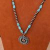 image:imageRustic Coutures Western Turquoise Necklace Jewelry for Women Cowgirl Vintage NecklaceRound ConchoTurquoise