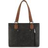 image:imageWrangler Distressed Tote Bag for Women Western Braided Purse Multi Pockets Handbags and Shoulder BagRteroblack