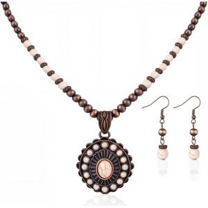 image:imageRustic Coutures Western Turquoise Necklace Jewelry for Women Cowgirl Vintage NecklaceOval ConchoWhite Turquoise