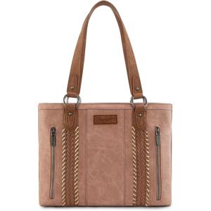 image:imageWrangler Distressed Tote Bag for Women Western Braided Purse Multi Pockets Handbags and Shoulder BagRterodeep Pink