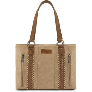 image:imageWrangler Distressed Tote Bag for Women Western Braided Purse Multi Pockets Handbags and Shoulder BagRterotan