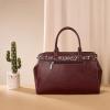 image:imageRetro Y2K Handbag Leopard Belt Tote Bag for Women with Crossbody StrapBurgundy Red
