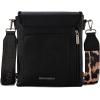 image:imageMontana West Crossbody Bags for Women with Dual Compartments Western Cross Body Purse with Leopard Print Guitar StrapBlack