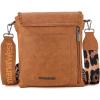 image:imageMontana West Crossbody Bags for Women with Dual Compartments Western Cross Body Purse with Leopard Print Guitar StrapBrown