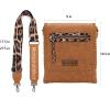 image:imageMontana West Crossbody Bags for Women with Dual Compartments Western Cross Body Purse with Leopard Print Guitar StrapBrown