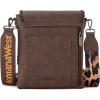 image:imageMontana West Crossbody Bags for Women with Dual Compartments Western Cross Body Purse with Leopard Print Guitar StrapCoffee
