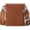 image:imageMontana West Crossbody Bags for Women with Dual Compartments Western Cross Body Purse with Leopard Print Guitar StrapDeep Brown