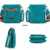 image:imageMontana West Crossbody Bags for Women with Dual Compartments Western Cross Body Purse with Leopard Print Guitar StrapTurquoise