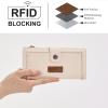 image:imageMontana West X Wrangler Womens Wallet Bifold Ladies Female Large Capacity Wallet Minimalist Card Cases Money Organizer RFID Blocking Wallet with ID Window and Zipper PocketBeige