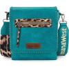 image:imageMontana West Crossbody Bags for Women with Dual Compartments Western Cross Body Purse with Leopard Print Guitar StrapTurquoise