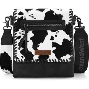 image:imageMontana West Crossbody Bags for Women with Dual Compartments Western Cross Body Purse with Leopard Print Guitar StrapBcowbk