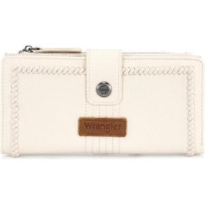 image:imageMontana West X Wrangler Womens Wallet Bifold Ladies Female Large Capacity Wallet Minimalist Card Cases Money Organizer RFID Blocking Wallet with ID Window and Zipper PocketBeige