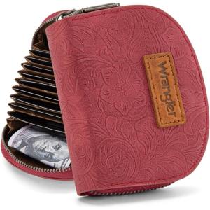 image:imageMontana West Wrangler Small Keychain Wallet for Women RFID Blocking Credit Card Holder Floral Tooling Coin Purse Coffee WG338W1021CFA Floral Burgundy