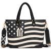 image:imageMontana West American Flag Tote Bag for Women Vintage Patriotic Western Shoulder Purse with Braided Top HandlesBlack