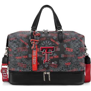 image:imageTexas Tech Duffel Gym Bag with Shoe amp Wet Compartment Texas Tech Overnight Travel Bag for Fan Graduation Gift  Beige NCTTU008BGBlack