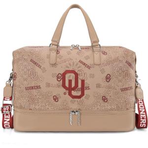 image:imageTexas Tech Duffel Gym Bag with Shoe amp Wet Compartment Texas Tech Overnight Travel Bag for Fan Graduation Gift  Beige NCTTU008BGTan