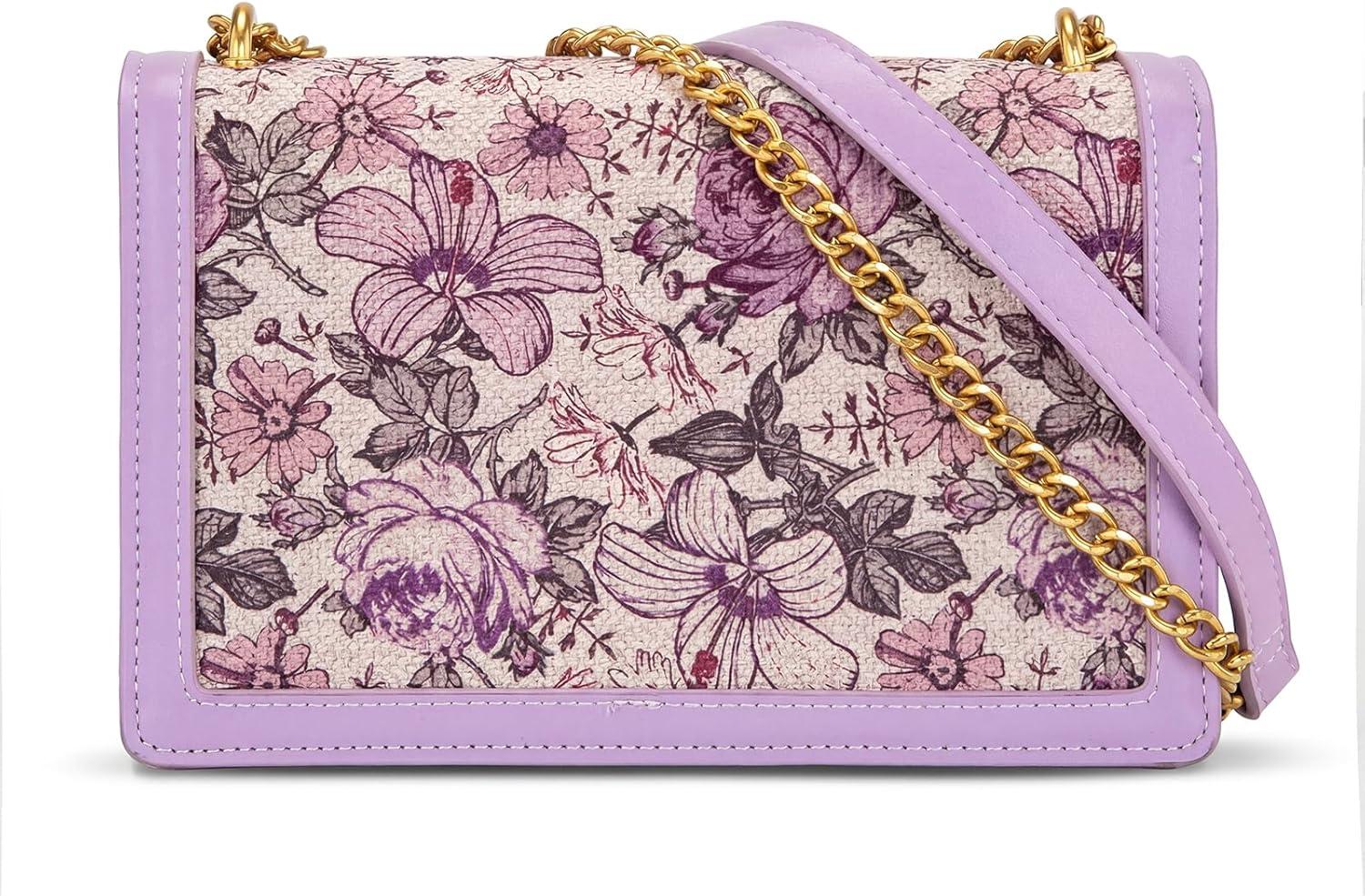 image:imageWrangler Flap Shoulder Bag for Women Vintage Floral Tooled Crossbody Purse with Chain StrapFlorallight Purple
