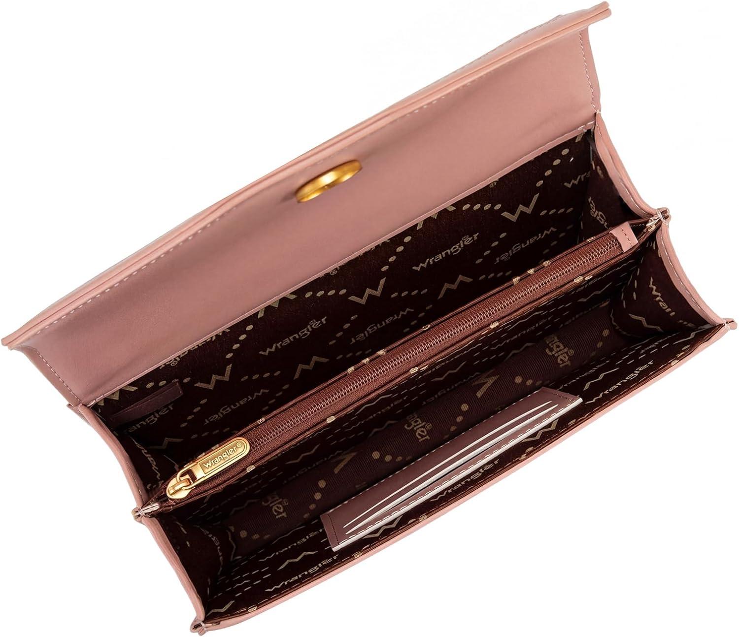 image:imageWrangler Flap Shoulder Bag for Women Vintage Floral Tooled Crossbody Purse with Chain StrapFloralpink