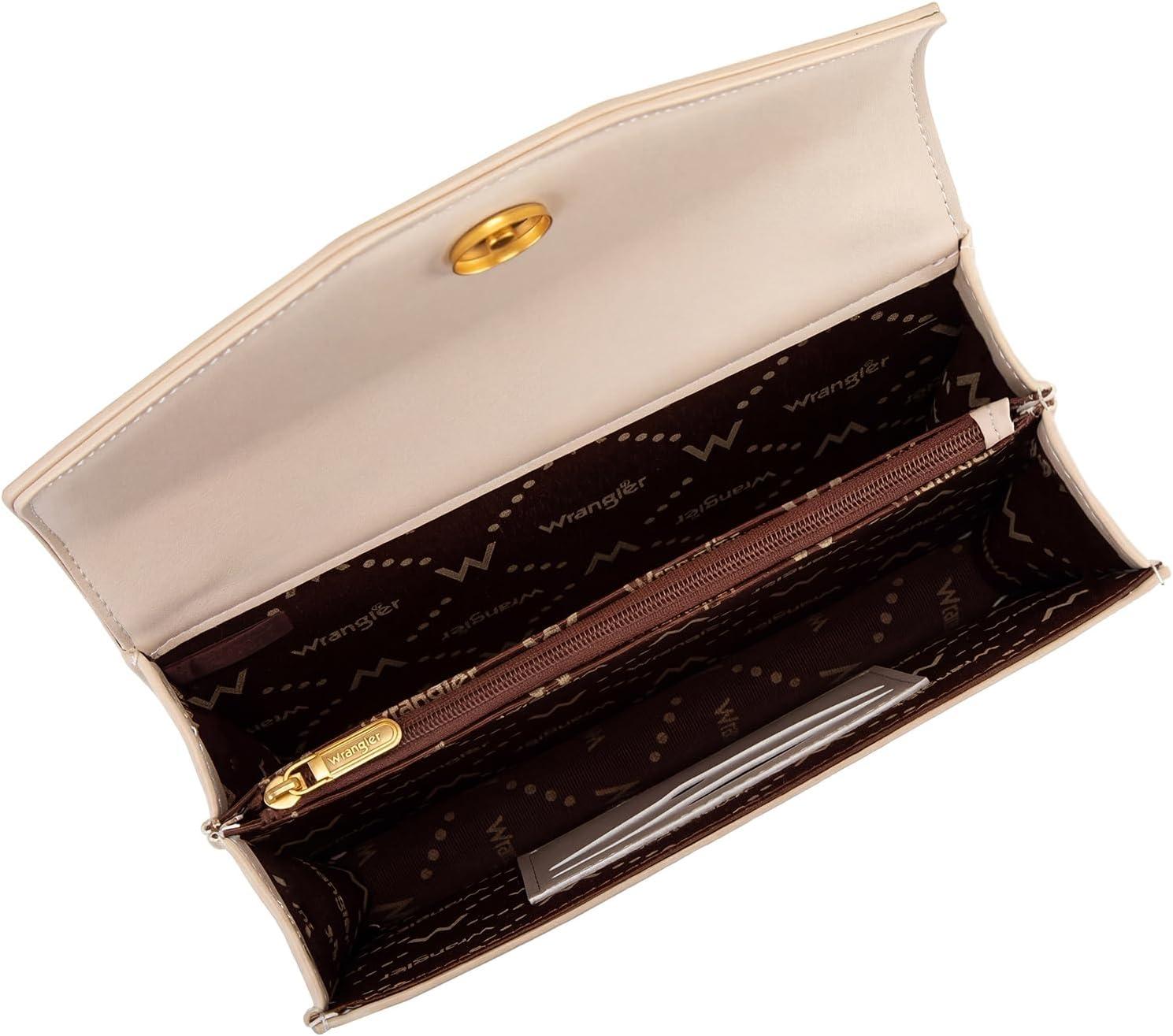 image:imageWrangler Flap Shoulder Bag for Women Vintage Floral Tooled Crossbody Purse with Chain StrapFloraltan