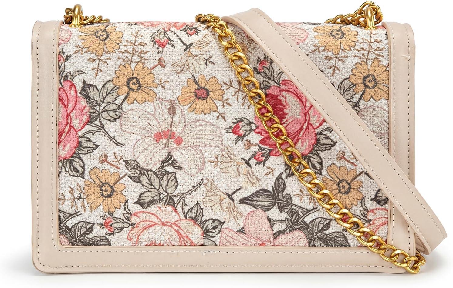 image:imageWrangler Flap Shoulder Bag for Women Vintage Floral Tooled Crossbody Purse with Chain StrapFloraltan