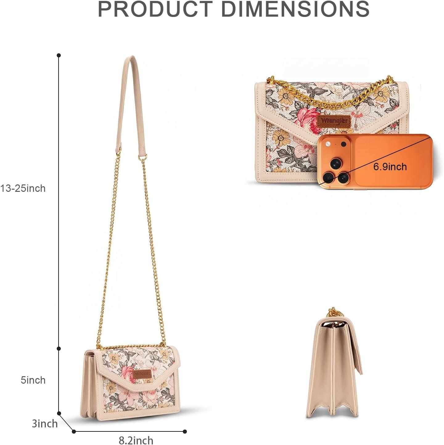 image:imageWrangler Flap Shoulder Bag for Women Vintage Floral Tooled Crossbody Purse with Chain StrapFloraltan