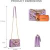 image:imageWrangler Flap Shoulder Bag for Women Vintage Floral Tooled Crossbody Purse with Chain StrapFlorallight Purple