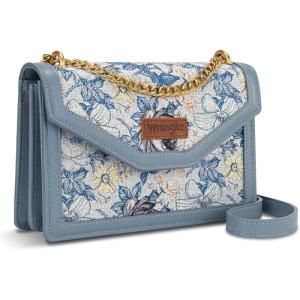 image:imageWrangler Flap Shoulder Bag for Women Vintage Floral Tooled Crossbody Purse with Chain StrapFloraljean