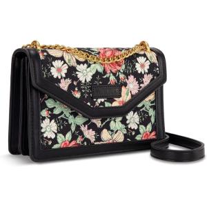 image:imageWrangler Flap Shoulder Bag for Women Vintage Floral Tooled Crossbody Purse with Chain StrapFloraljet Black
