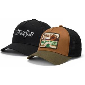 image:imageMontana West X Wrangler Mens Trucker Hat 2Piece Set Breathable Mesh Baseball Cap Structured 7Panel Adjustable Snapback HatBlackbrown