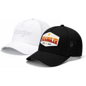 image:imageMontana West X Wrangler Mens Trucker Hat 2Piece Set Breathable Mesh Baseball Cap Structured 7Panel Adjustable Snapback HatBlackwhite