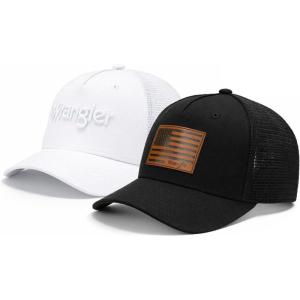 image:imageMontana West X Wrangler Mens Trucker Hat 2Piece Set Breathable Mesh Baseball Cap Structured 7Panel Adjustable Snapback HatBlackwhite2
