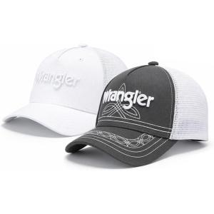 image:imageMontana West X Wrangler Mens Trucker Hat 2Piece Set Breathable Mesh Baseball Cap Structured 7Panel Adjustable Snapback HatGreywhite