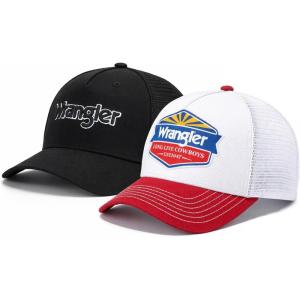 image:imageMontana West X Wrangler Mens Trucker Hat 2Piece Set Breathable Mesh Baseball Cap Structured 7Panel Adjustable Snapback HatWhiteblack