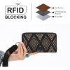 image:imageMontana West X Wrangler Western Wristlet Wallet for Women Aztec Studded Wallet Large Capacity Clutch Wallets with ID WindowDenim Black