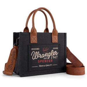 image:imageMontana West Wrangler Tote Bag for Women Retro Canvas Top Handle Purses and HandbagsJet Black