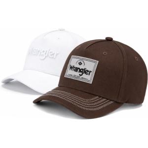 image:imageMontana West X Wrangler Baseball Cap 2Piece Set Structured Breathable Trucker Hat with 7Panel AdjustableCoffee and White