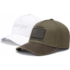 image:imageMontana West X Wrangler Baseball Cap 2Piece Set Structured Breathable Trucker Hat with 7Panel AdjustableGreen and White