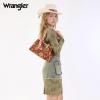image:imageWrangler Floral Whisper Satchel Bags for Women Vintage Embroidered Purse with Shoulder StrapBrown
