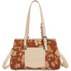 image:imageWrangler Floral Whisper Satchel Bags for Women Vintage Embroidered Purse with Shoulder StrapBrown