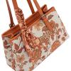 image:imageWrangler Floral Whisper Satchel Bags for Women Vintage Embroidered Purse with Shoulder StrapDark Brown