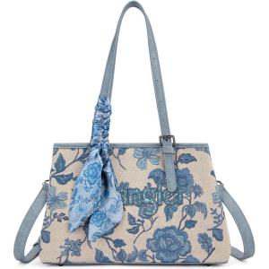 image:imageWrangler Floral Whisper Satchel Bags for Women Vintage Embroidered Purse with Shoulder StrapJean