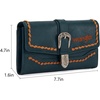 image:imageMontana West Wrangler Wallets for Women Western Buckle RFID Blocking Wallet Credit Card HolderDark Green