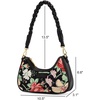 image:imageWrangler Vintage Floral Print Hobo Bag Braided Handle Shoulder Bag for WomenBlack
