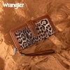 image:imageX Wrangler Womens Wallets Bifold Wristlet Wallets for Women Large Capacity Credit Card Wallet with ID WindowLeopard Brown